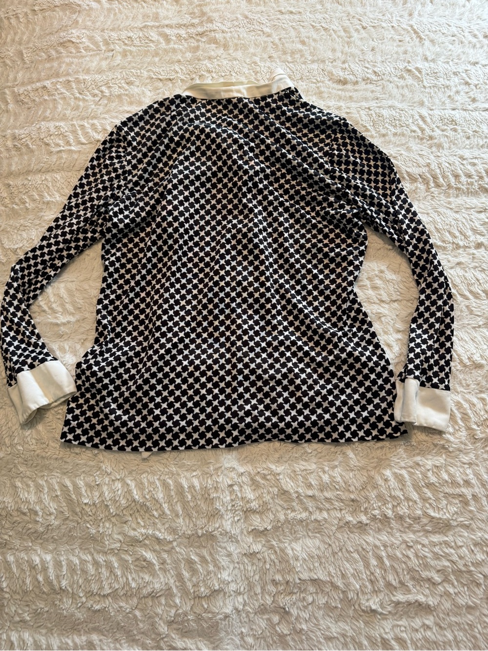 VTG 70s Montgomery Ward Triacetate Op Art Pussybow Blouse Secretary M siren - Picture 3 of 7